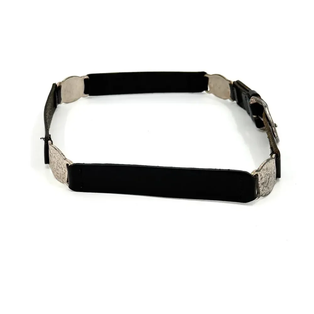 Vintage 90s Fossil Black Genuine Leather Boho Western Medallion Belt